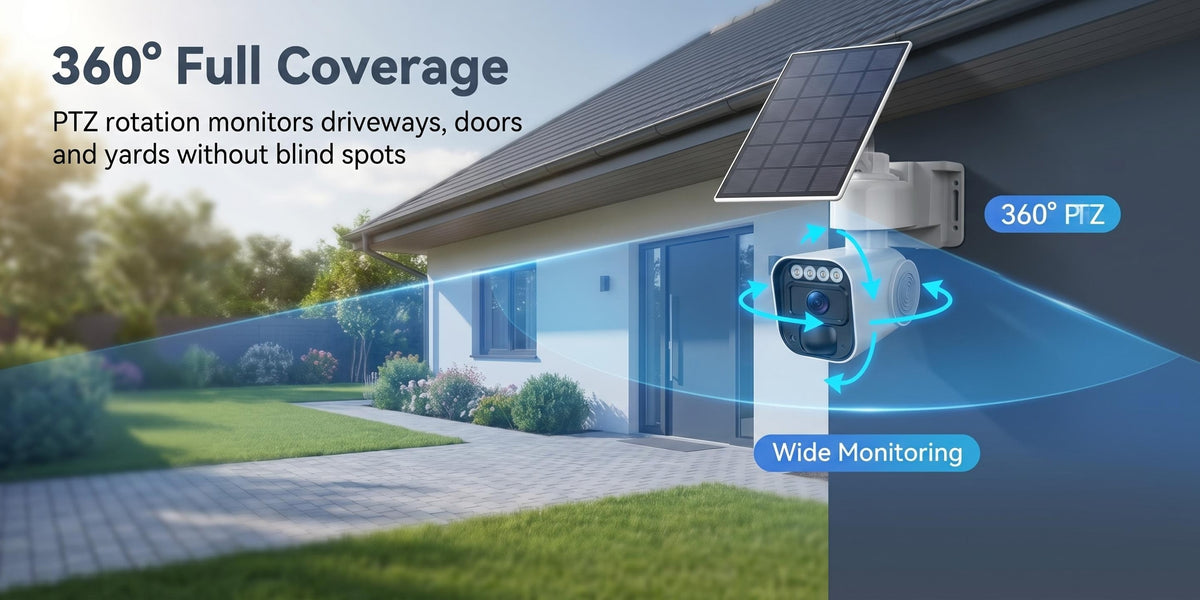 6MP 4G Solar Security Camera by PHANSATIM, Outdoor PTZ with Human Detection, Color Night Vision, Two-Way Audio and 5200mAh Battery, No WiFi Required