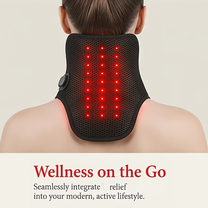 Heated Neck Massage Wrap with Three Temperature Levels, Black 2-in-1 Electric Heat and Vibration Accessory for Adult Home and Office Wind-Down Routines