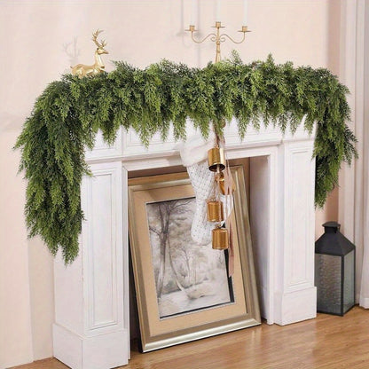 Norfolk Pine Garland by HMASYO, 6 FT Green Artificial Christmas Greenery with Listed 105 Branches and Real Touch Styling for Mantel and Table Displays