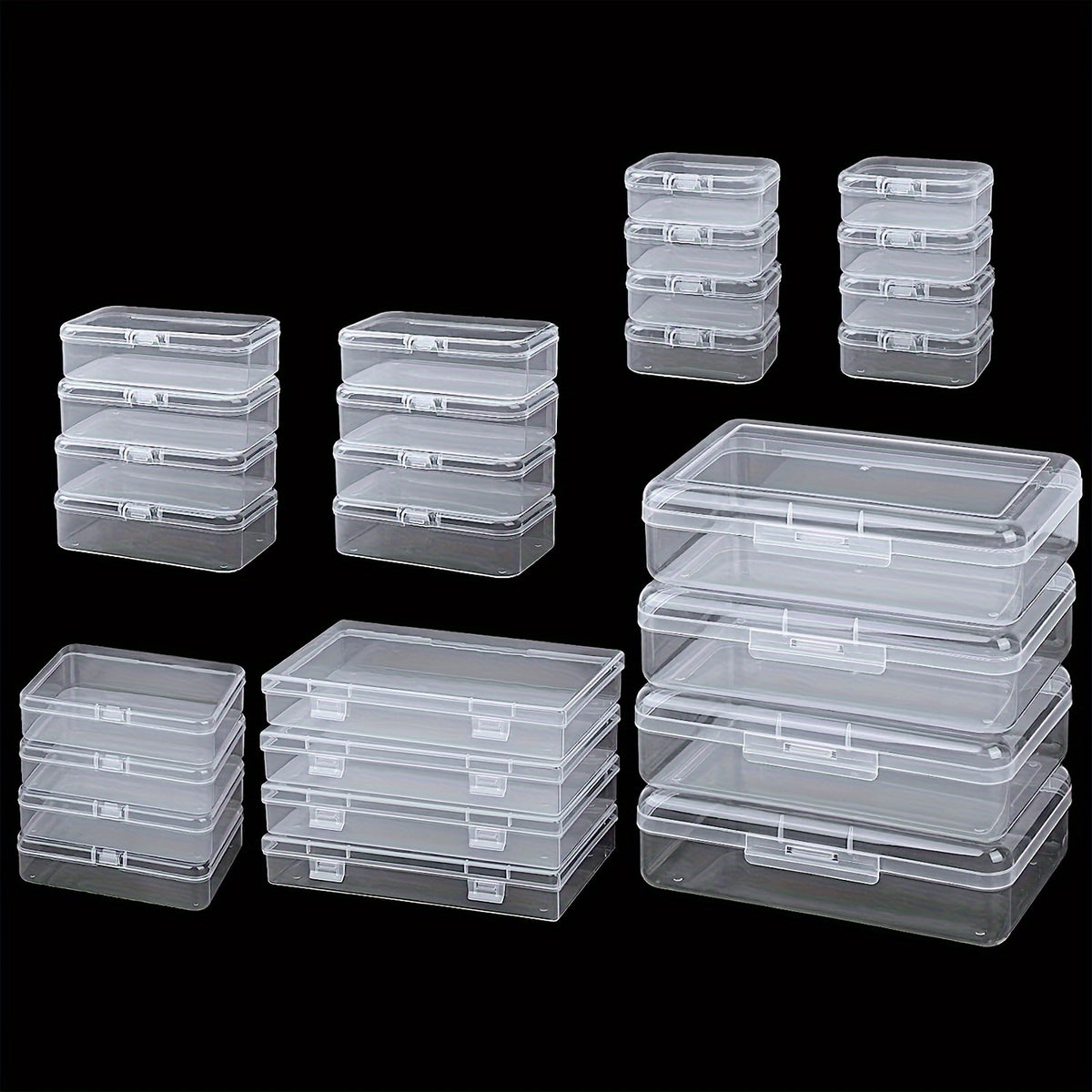 Rectangular Storage Boxes with Lids by TOMNK, Small Plastic Containers in 28 or 56-Piece Options for Beads, Jewelry Findings, Desk Supplies and Craft Sorting