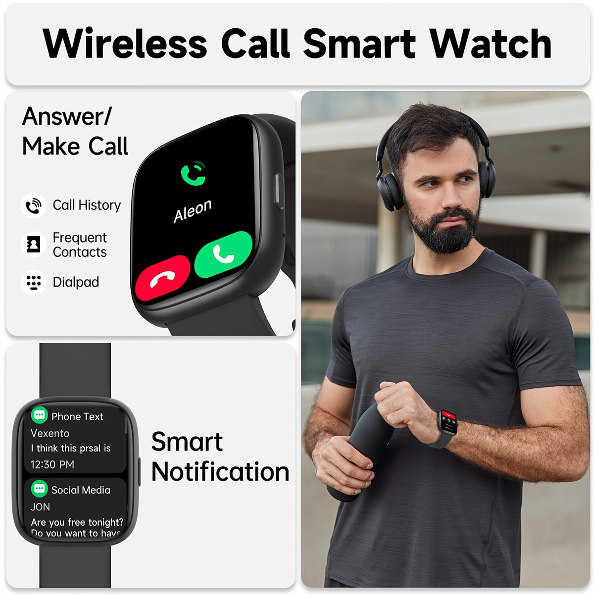 1.83 Inch HD Smart Watch for Men and Women, Wireless Calling Smartwatch with Built-in Alexa, Fitness Activity & Sleep Tracker, 100+ Sport Modes, Multiple Watch Faces, for iPhone Android
