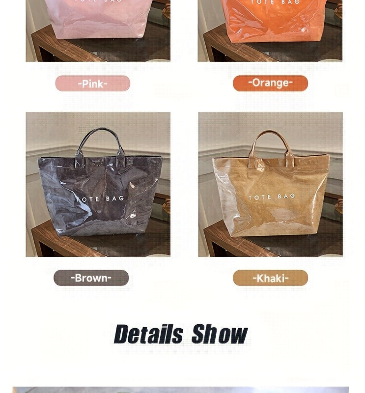 Double-Layer Tote Bag for Women with Classic Solid-Color Styling and Carry Handles, Everyday Handbag for Casual Outings in TT4, TT6 or TT1 Options