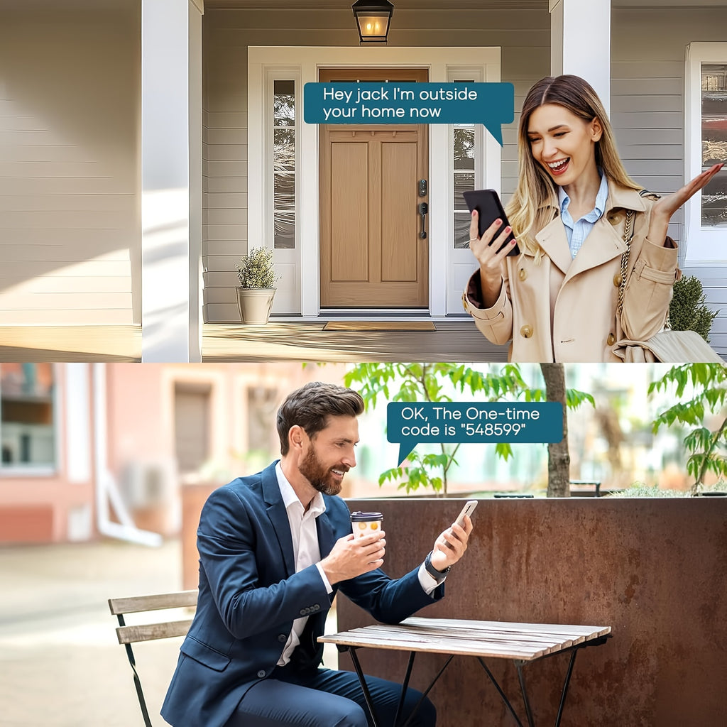 SMONET Fingerprint Deadbolt and Handle Set with Bluetooth, Digital Keypad, Phone App and Auto-Lock Wording, Black, Silvery or Oil Rubbed Bronze Options
