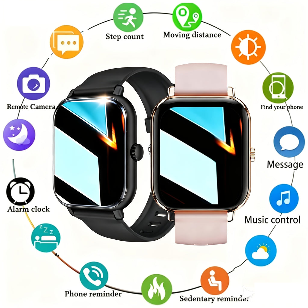 Voice Assistant Smart Watch for Men and Women, Wireless 5.4 Unisex Smartwatch with Call Answering, Voice Command Remote Control, Music Control, Fitness Tracker for iPhone Android, Couple's Set Options