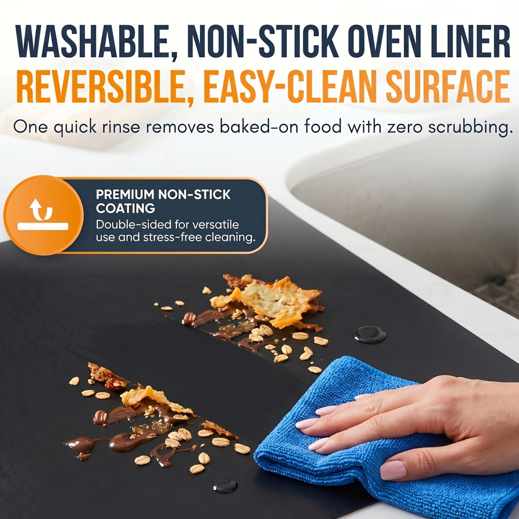 Reusable Oven Liners, 2-Piece Large 17 x 24.5 Inch Nonstick Mat Set for Catching Cooking Drips in Compatible Electric or Gas Ovens with Approved Placement