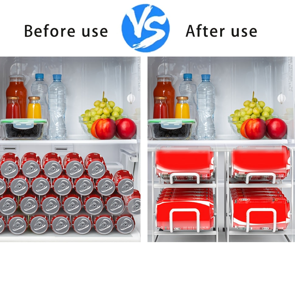 Sliding Can Dispenser Rack, Black Two-Pack Stackable Canned Food Storage Organizer for Pantry Shelves, Kitchen Cabinets and Countertop Organization