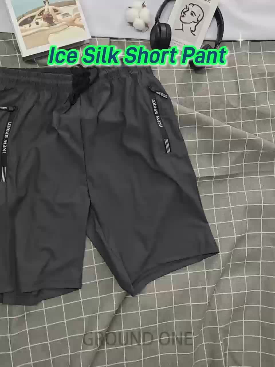 Men's Stretch Shorts with Drawstring Waist and Zippered Pockets, 85% Polyamide and 15% Elastane Fabric in Eight Color-Style Labels for Casual Summer Wear