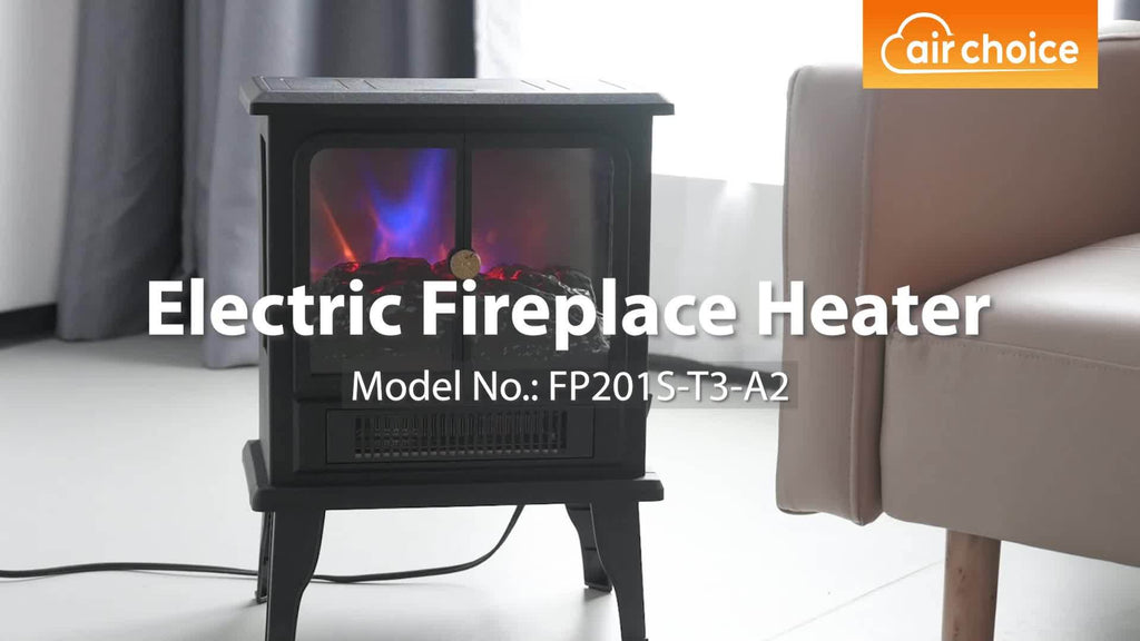Freestanding Electric Fireplace Heater, 1500W Infrared Space Heater with 3D Flame Effect and Listed Overheat Protection for Indoor Office Warmth