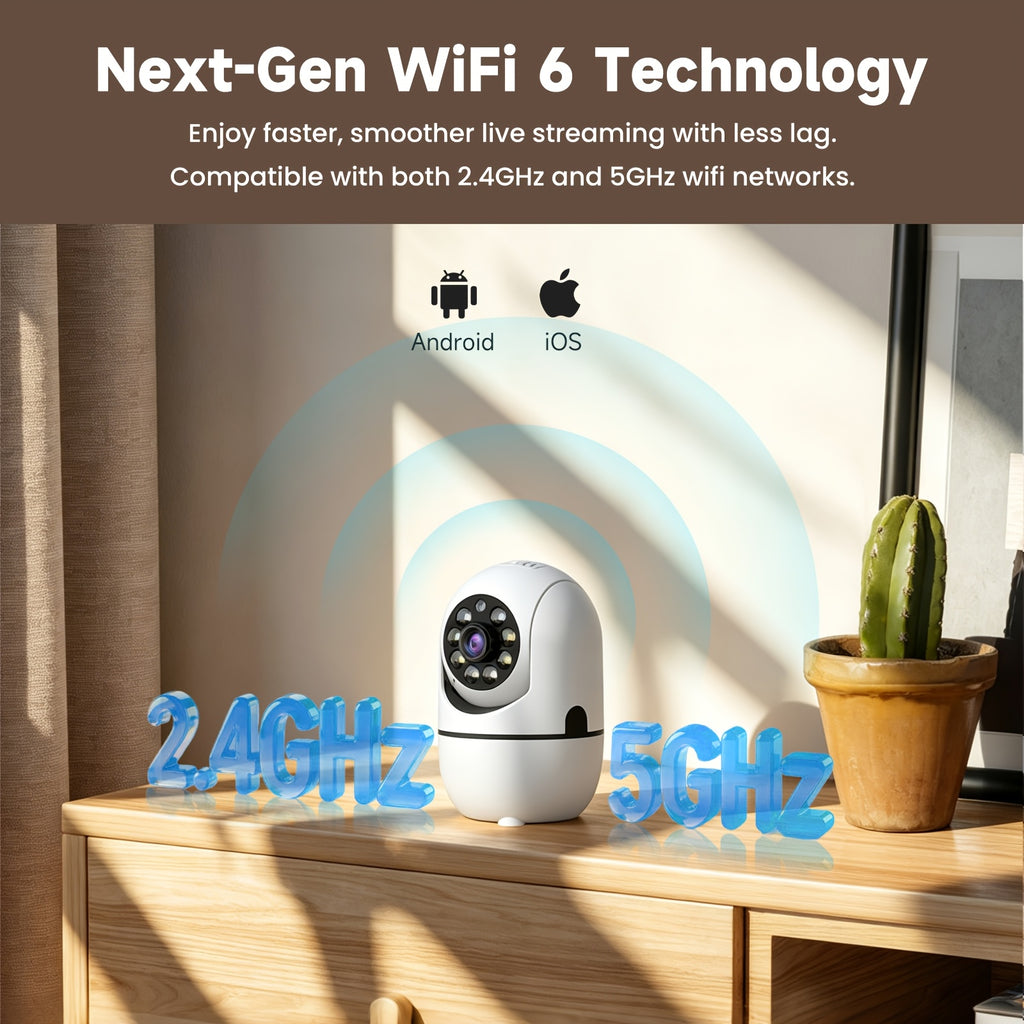 Indoor Security Camera 2 Pack, Baby & Pet Monitor with 355° Pan Tilt, Full-Color Night Vision, Motion Detection, 2-Way Talk, Dual WiFi 2.4G/5G, Cloud & SD Storage, Alexa Smart Home Cameras