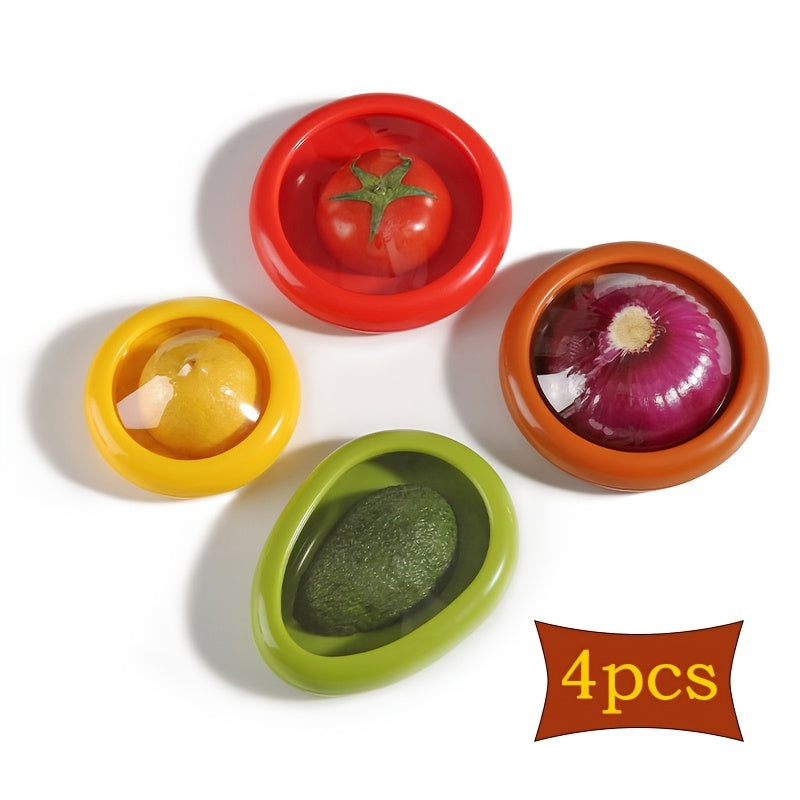 Eight-Piece Reusable Fruit and Veggie Saver Set, Refrigerator Storage Boxes with Listed Airtight Sealing Design for Avocado, Onion, Tomato, Lemon and Garlic