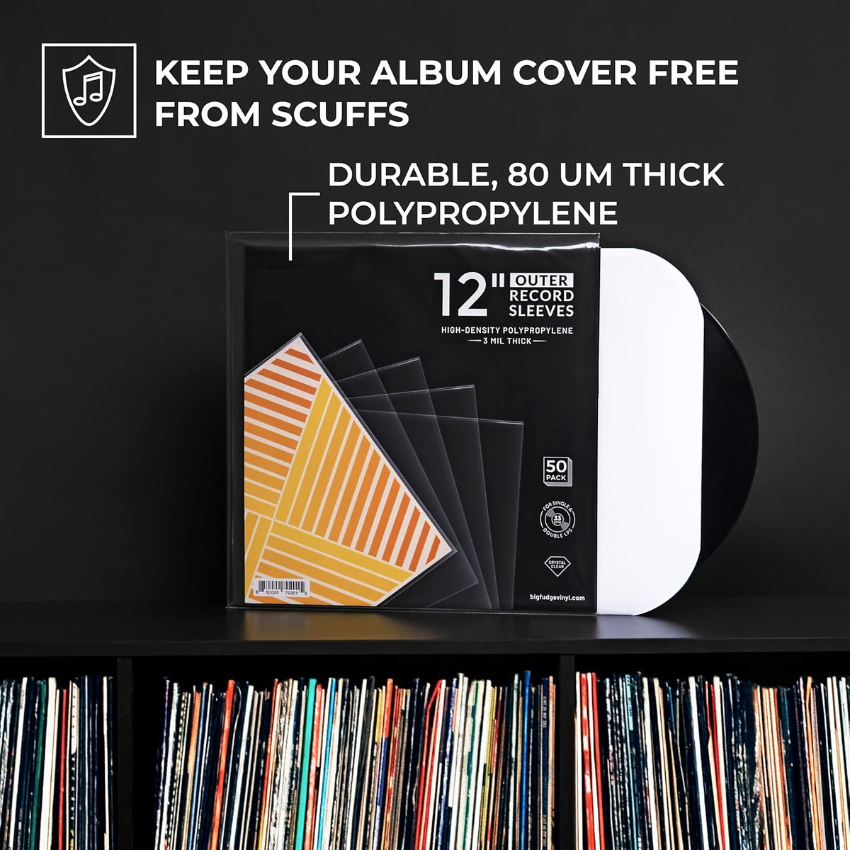 100/50/25-Pack Crystal Clear Vinyl Record Outer Sleeves, Record Sleeves, 12.75"×12.75" 3 Mil Thick, Archival-Grade Protection For Single/Double LP Albums, Precision Fit, Acid-Free & Non-PVC