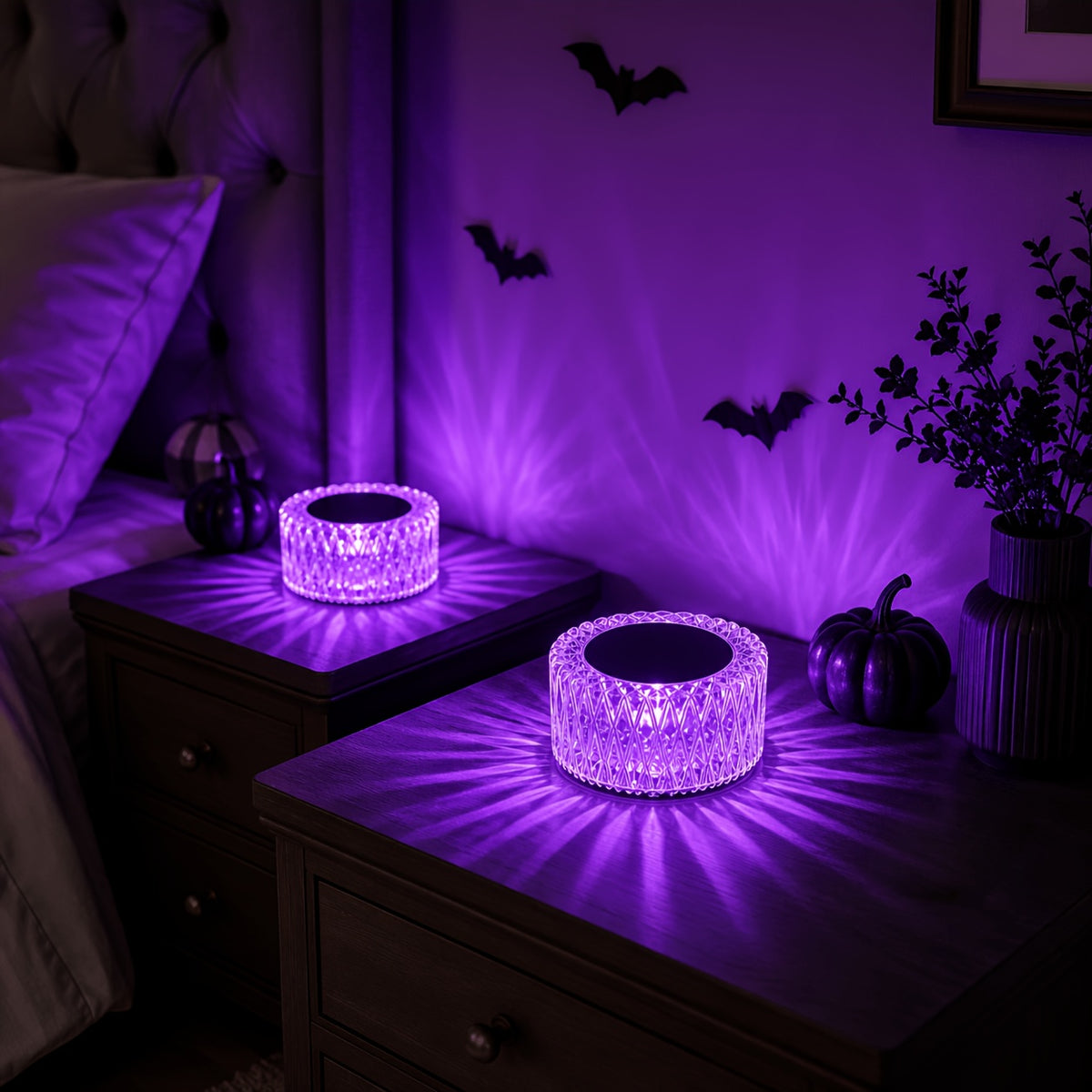 Color Changing Crystal Table Lamps, 2-Pack USB LED Bedside Lights with 16 Colors, Touch Control and 3 Brightness Levels for Bedroom & Party Decor