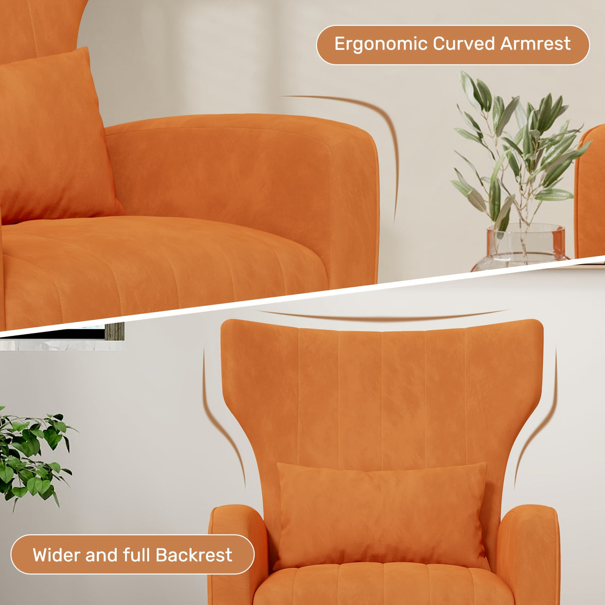 Velvet Accent Armchair with Metal Legs and Spring Support, Sponge-Filled Mid-Century Modern Reading Chair for Living Room and Cozy Seating Corners