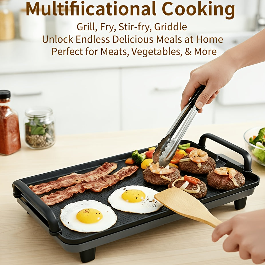 Black Electric Griddle with Nonstick Cooking Surface for Egg and Breakfast Preparation, 15.35 x 8.66 or 22.83 x 10.24 Inch Model Labels for Home Meals