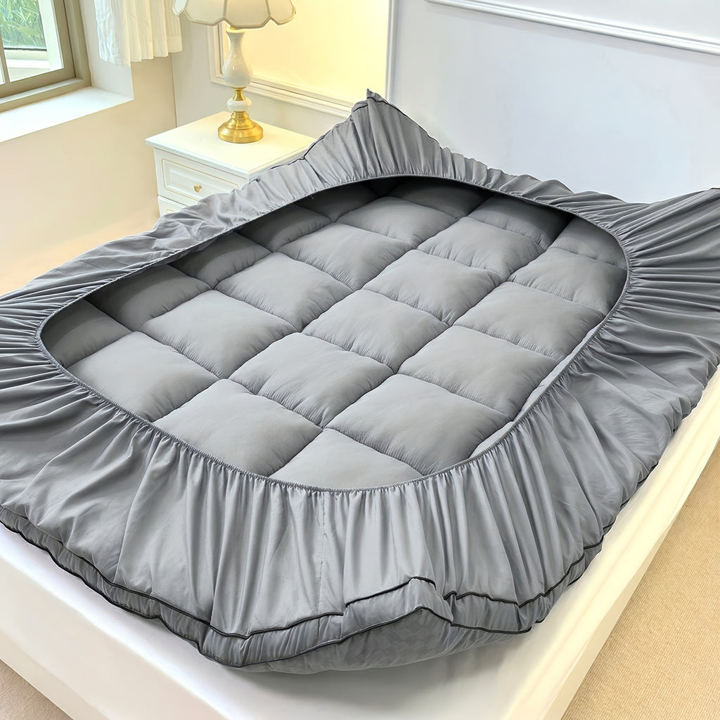 Soft Buffer Mattress Pad with Enclosed Edge Design, Twin to California King Size Options in Grey, Black, Thickened Blue or Upgraded White for Bedroom Bedding