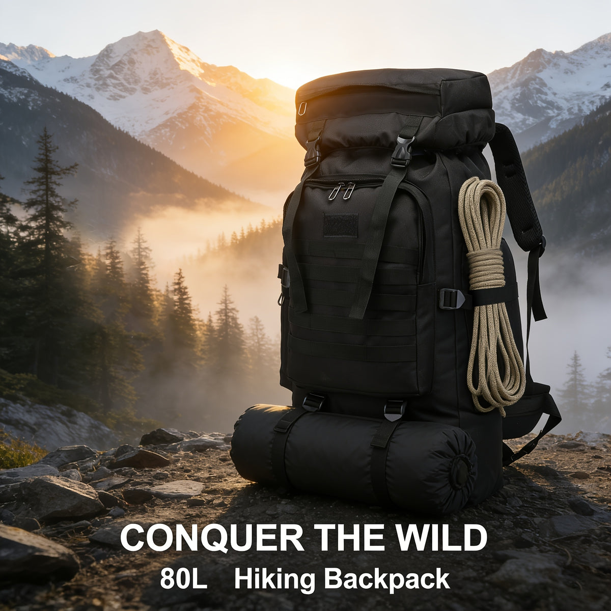 Men's Outdoor Travel Backpack with Double-Shoulder Carry and Removable Flag Patch Reference, Gray, Desert, Khaki or Black-3 Options for Everyday Trip Packing