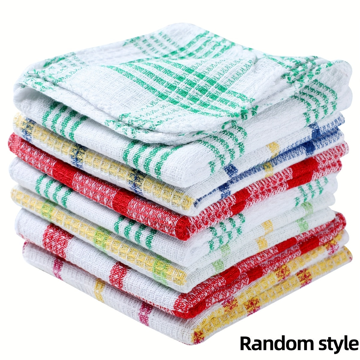 Waffle Weave Dish Cloths with Square Kitchen Towel Reference, Hand-Wash Care Wording and 5, 10 or 12-Piece Options for Everyday Cleaning and Drying Routines