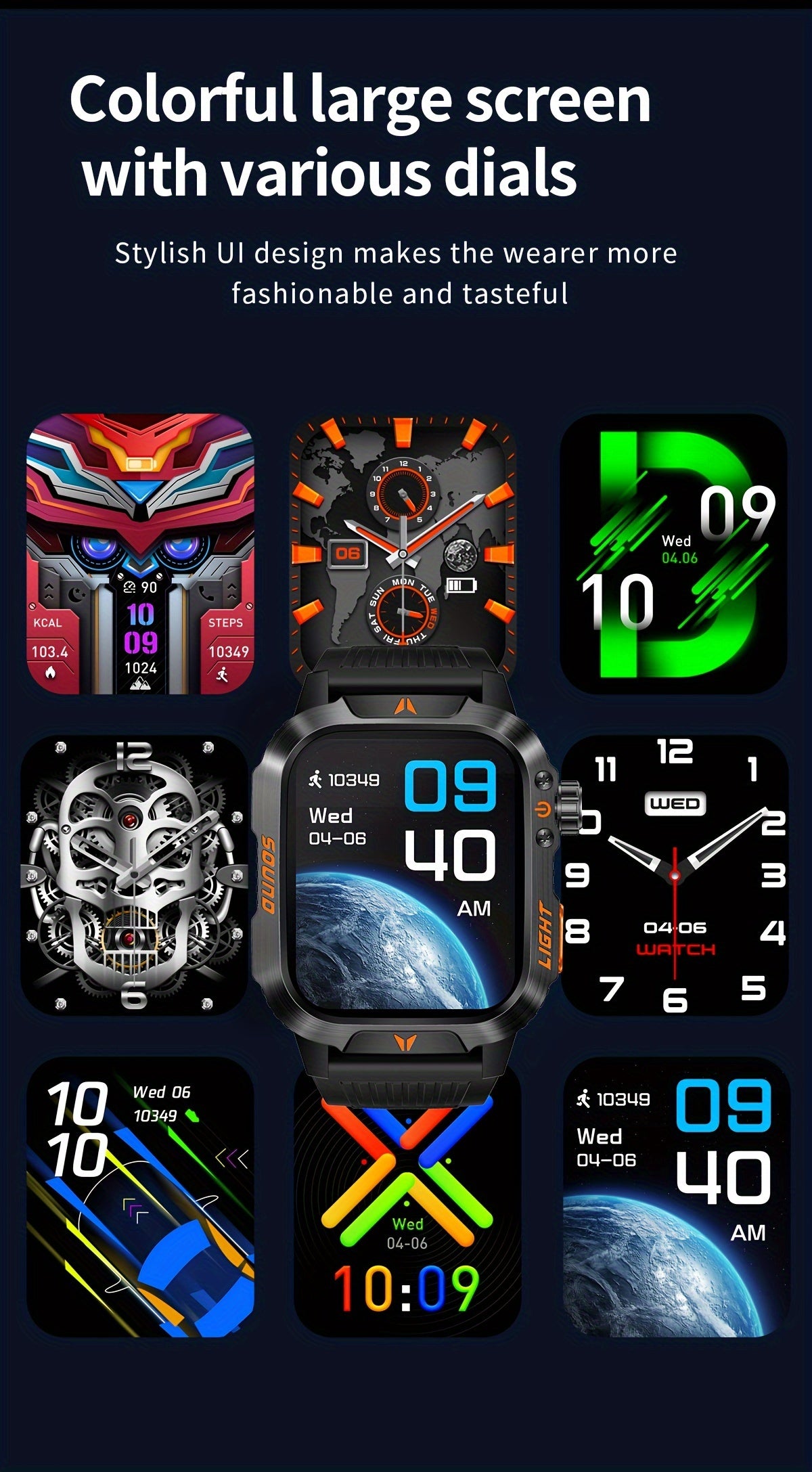 Outdoor Calling Smartwatch with Listed Compass, Altimeter, Barometer and LED Flashlight, 600mAh Battery and Sleep Tracking in Five Style Labels for Men