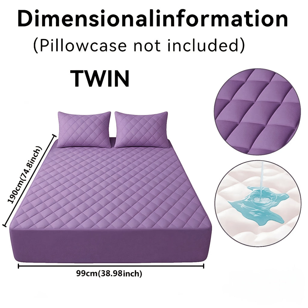 Fitted Mattress Protector with Listed 9–15 Inch Pocket Range, Single Solid-Color Bed Cover in Twin, Full, Queen and King Sizes with Nine Color Labels