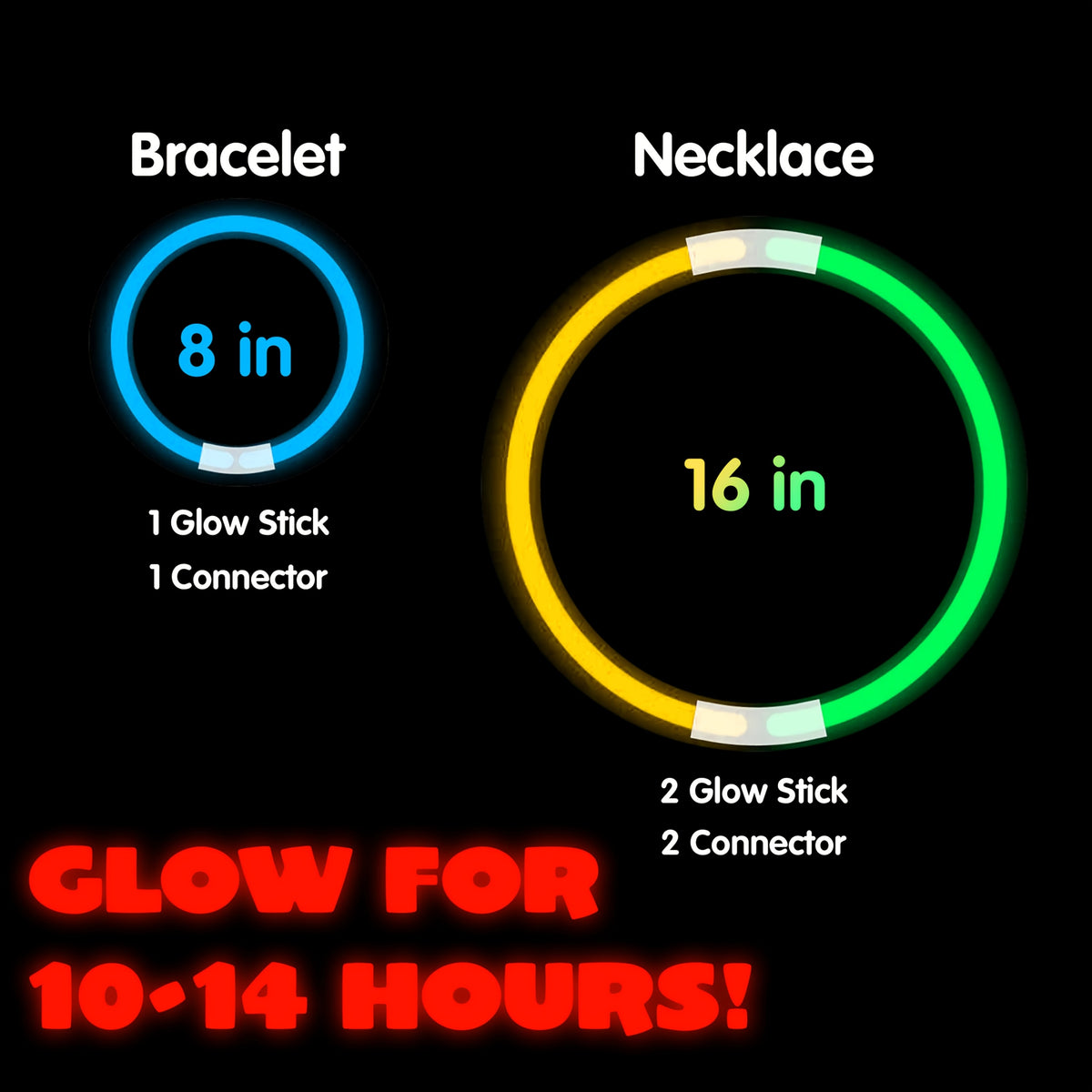 8-Inch Glow Sticks 144-Pack in Seven Colors, Bulk Glow Party Favors for Bracelet and Necklace Activities, Halloween, Birthdays and Football Celebrations