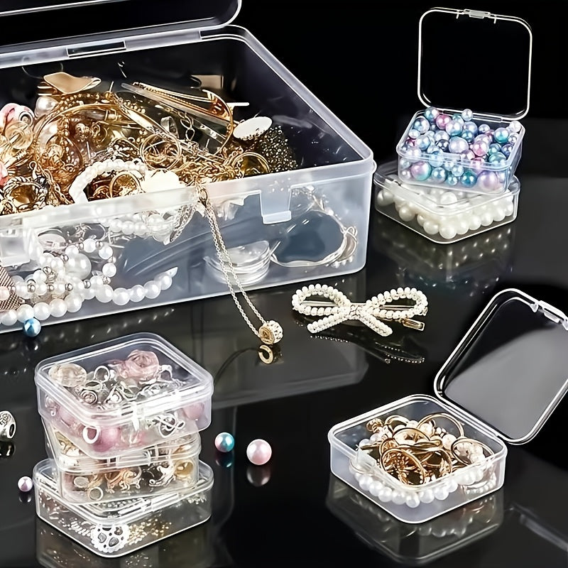 Small Parts Storage Box Set with 30 Mini Containers and One Large Box, 31-Piece Clear Rectangular Plastic Organizer for Beads, Jewelry and Craft Accessories