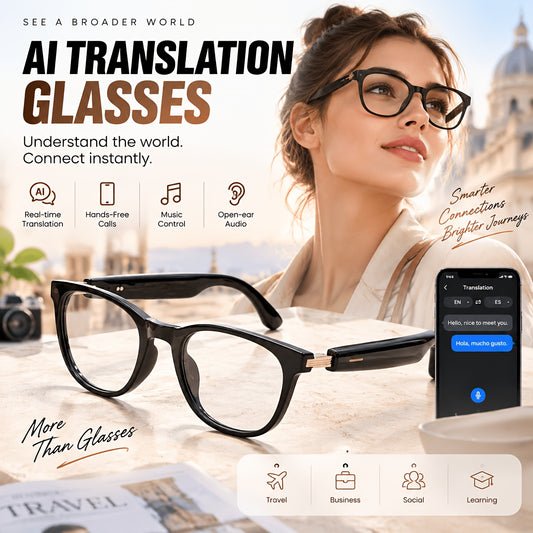 Conference Translation Glasses by OICIIDO with Listed 160-Language Recognition and Meeting Summaries, M02, KL and KO Model Options for Multilingual Discussions