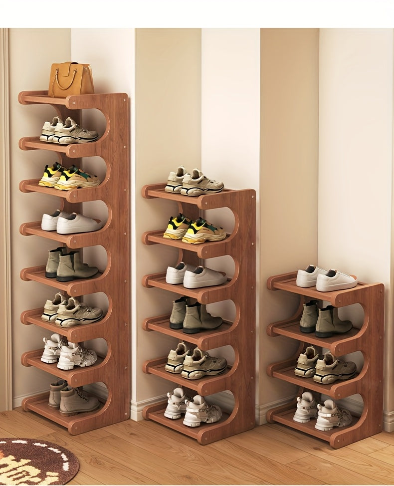 Bamboo Shoe Rack with 2, 4, 5, 6, 7 or 8 Layer Model Options, Multilayer Footwear Organizer for Narrow-Space Entryway, Bedroom and Household Storage