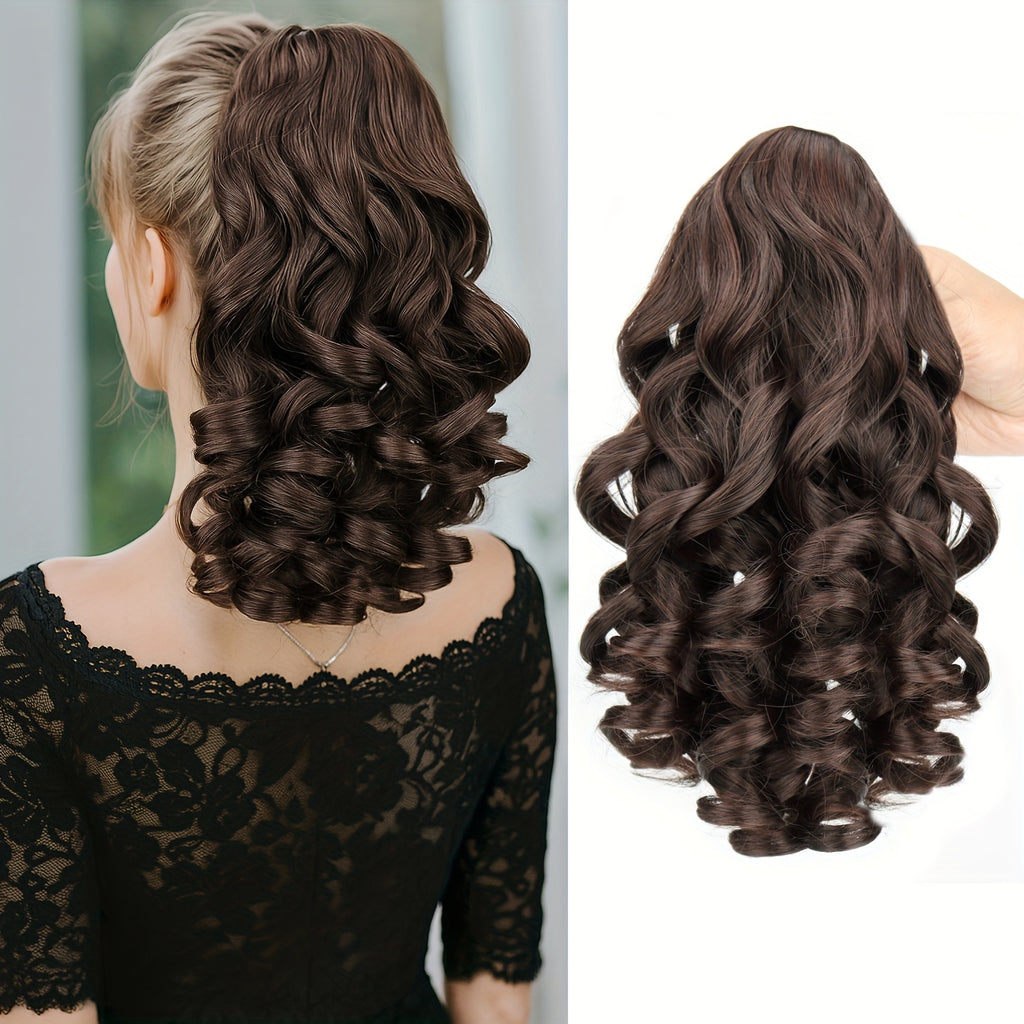 Curly Wave Clip-In Ponytail Extension by MERISIHAIR, 14-Inch Synthetic Hairpiece with No-Glue Attachment for Daily Styling, Parties and Weddings
