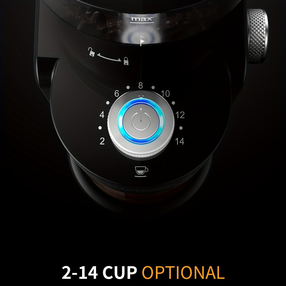 Electric Burr Coffee Grinder with 16 Grind Settings, Adjustable Coffee Bean Grinding for 2–14 Cups in Black or Silvery for Home Brewing Routines