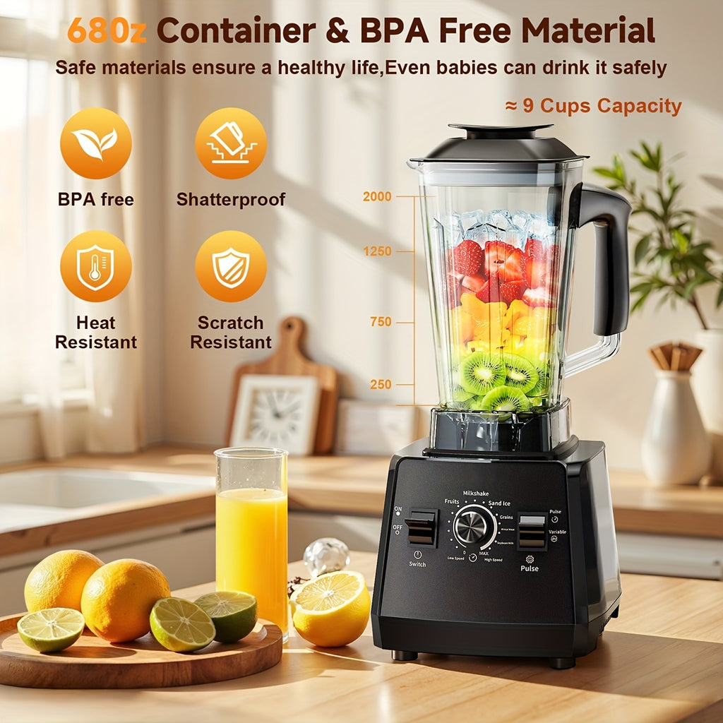 High Speed Blender 2400W, Professional Countertop Blender with 68oz Jar and Extra Container, 25000 RPM Smoothie Blender for Ice, Juices, Soups and Sauces, Kitchen Blender with Tamper