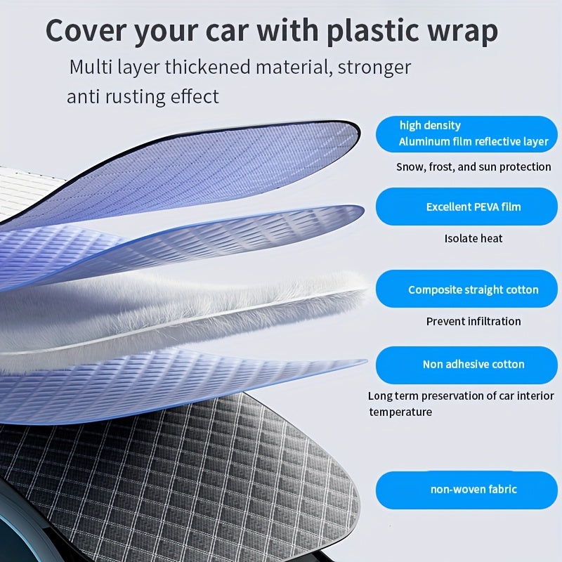 Magnetic Windshield Snow Cover for Parked Cars, Front Window Sunshade and Snow Cover with All-Season Style for Seasonal Outdoor Parking