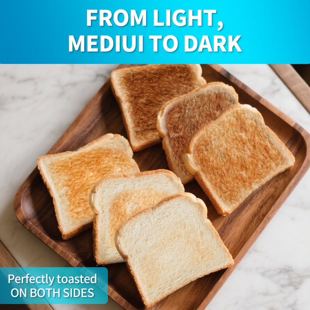 Wide Slot Toaster by TESSLUX, 2-Slice Stainless Steel Breakfast Toaster with Six Toast Settings, Reheat, Defrost, Cancel, Warming Rack and Countdown Timer
