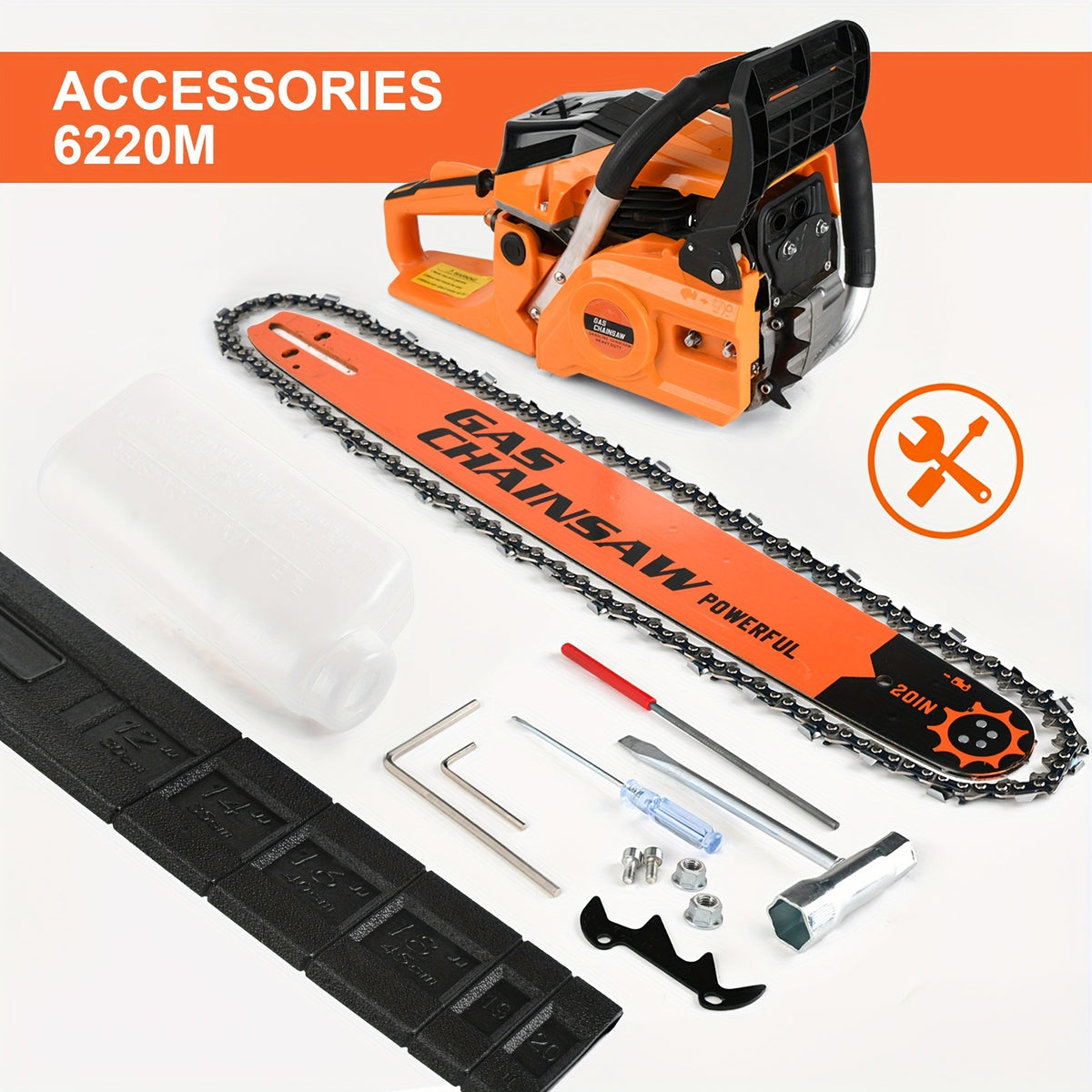Two-Stroke Gas Chainsaw for Experienced Adult Outdoor Wood Cutting, Listed 62cc 20-Inch Red and White Model with Purple or Orange Options for Farm and Yard Projects