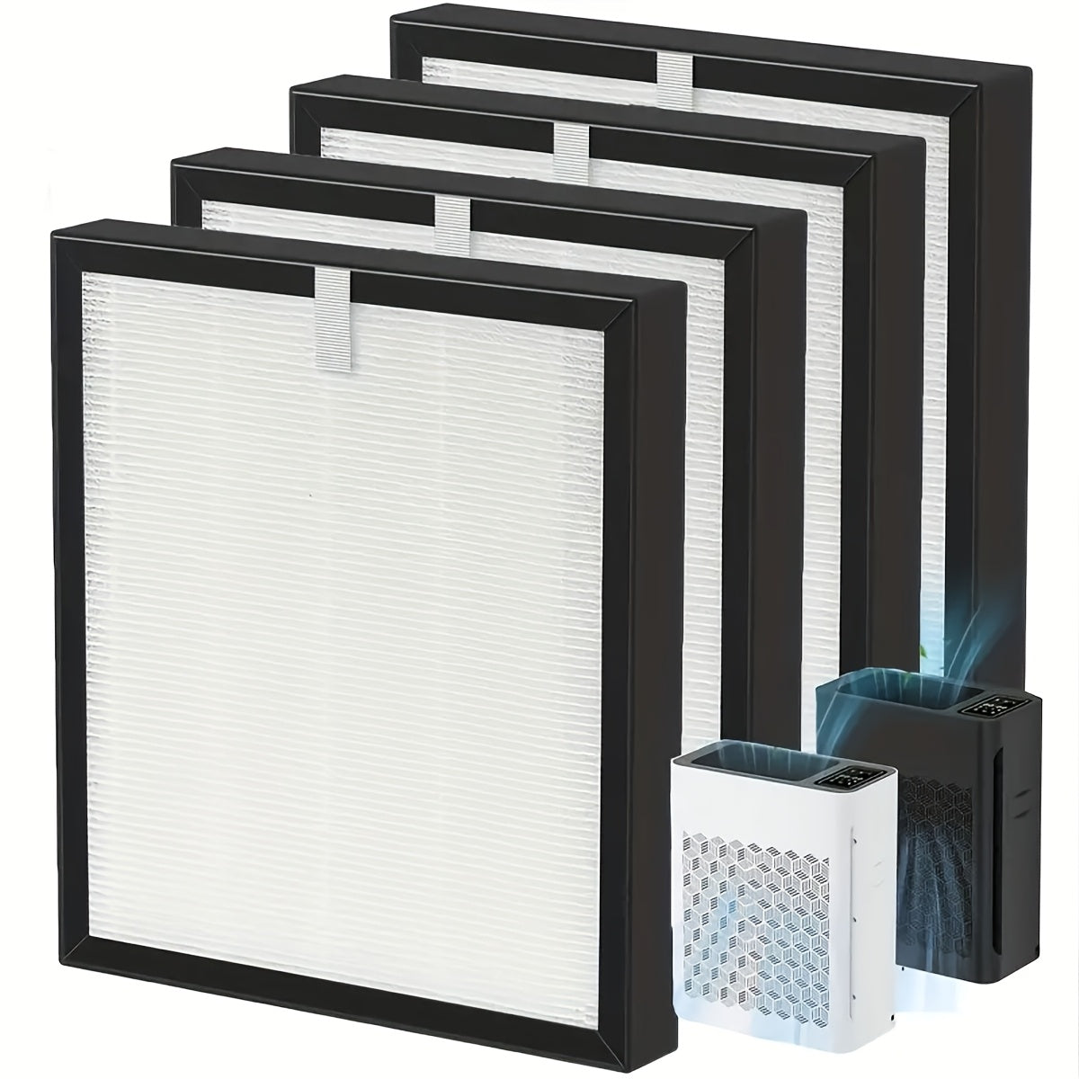 Air Purifier Replacement Filters Compatible with Tolife TZK2 and TZK2A, 4-Pack 3-in-1 Activated Carbon Filtration for Household Dust, Pet Dander and Odors