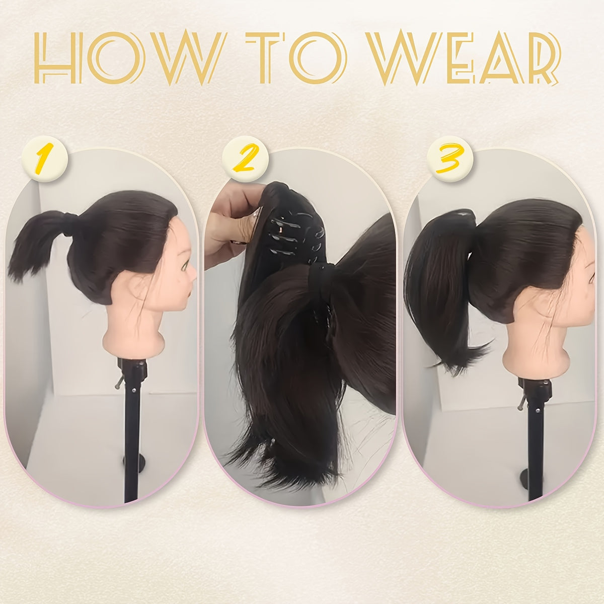 10-Inch Curly Claw Clip Ponytail Extension, Short Synthetic Hairpiece for Women in Natural Black, Black Brown, 2/33 or Light Brown for Everyday and Occasion Styling
