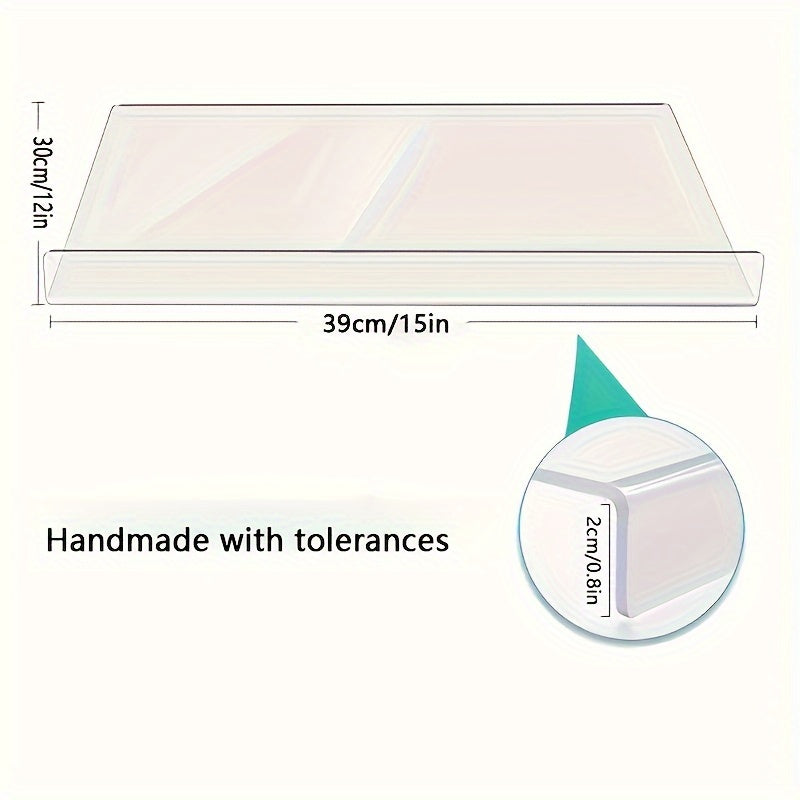 Clear Acrylic Cutting Board with Counter Lip, 15 x 12 Inch Kitchen Countertop Protector with 4 Silicone Non-Slip Dots for Slicing and Meal Prep