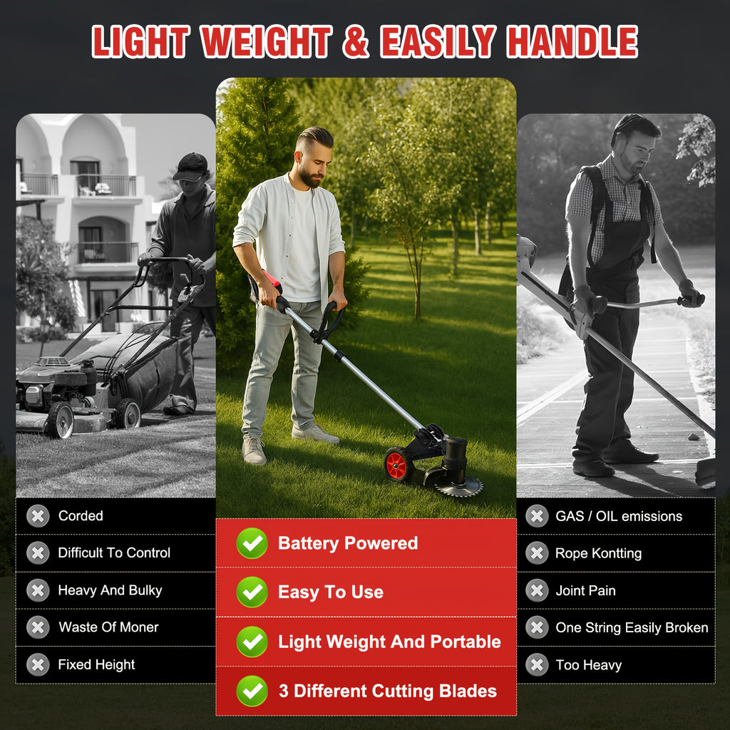 Cordless Weed Trimmer with Listed 24V Power, Standard and Long Range Two-Battery Options plus Additional Styles for Home Lawn, Garden and Yard Maintenance