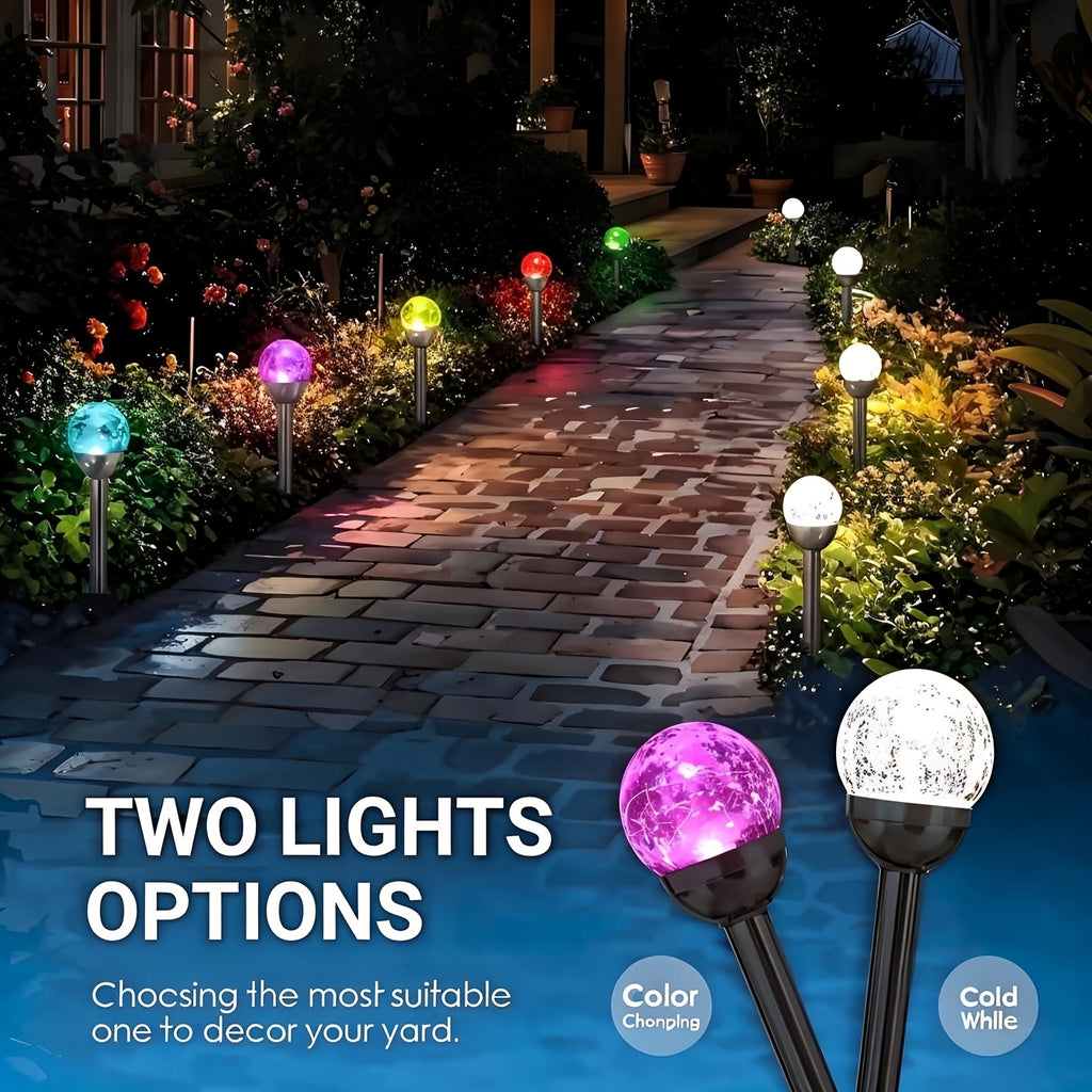 Glass Globe Solar Garden Lights with White and Color-Gradient Modes, 10-Pack Decorative Spherical Outdoor Lighting for Lawn and Courtyard Displays