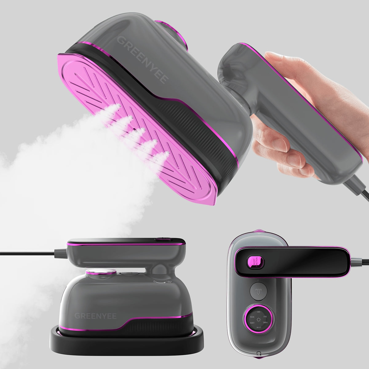 Mini Travel Steam Iron with Foldable 180-Degree Handle, Portable Handheld Garment Steamer for Compatible Clothing, Dry Ironing and Everyday Wrinkle Care