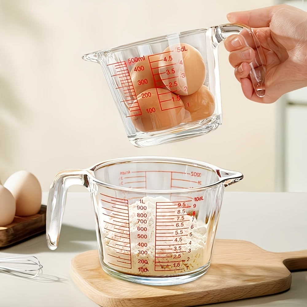 Handled Glass Measuring Cup for Recipe Ingredients and Home Baking Prep, Single Medium Selection or Two-Piece Set with Listed 16.91oz and 33.81oz Capacities