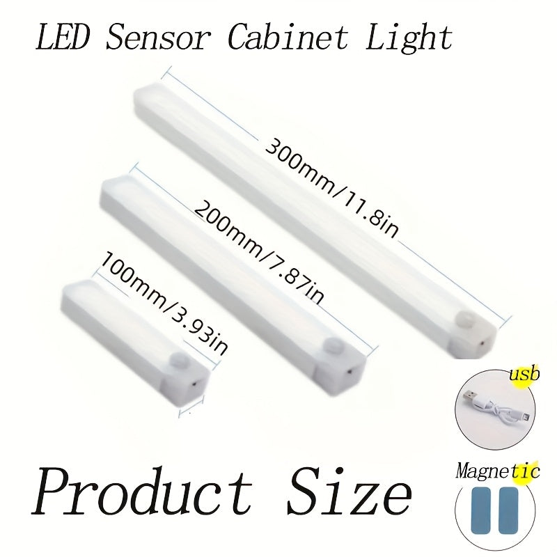 Magnetic Motion Sensor Cabinet Lights in Twelve-Piece Options with Listed USB Rechargeable Design and Three Modes, 10, 20 or 30cm Sizes for Indoor Storage Areas
