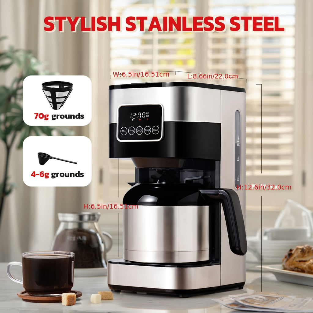 Programmable Drip Coffee Maker with Touch-Screen Controls and Pause & Serve, Stainless Steel Listing in Silvery for Everyday Home Coffee Preparation