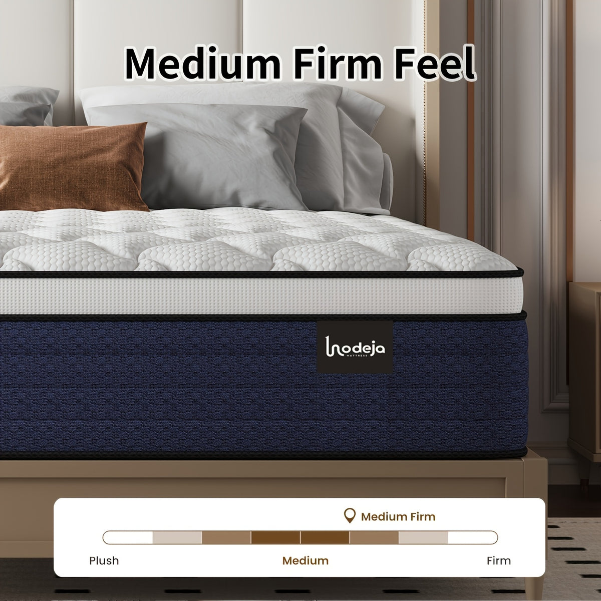 Memory Foam Hybrid Mattress by LODEIJA with Listed Pocket Springs and Medium Firm Feel, 8, 10, 12 or 14 Inch Model Labels with Twin, Full, Queen and King Size Options