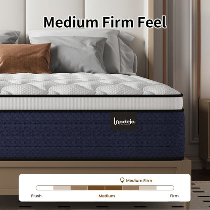 Memory Foam Hybrid Mattress by LODEIJA with Listed Pocket Springs and Medium Firm Feel, 8, 10, 12 or 14 Inch Model Labels with Twin, Full, Queen and King Size Options