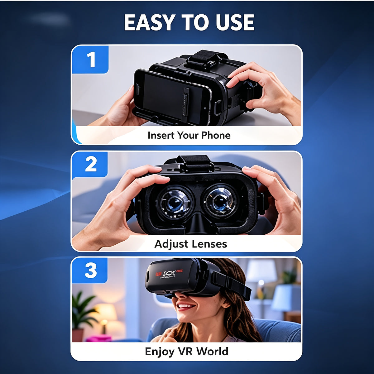 VR Glasses and Retro Handheld Game Console 2-Piece Set, Phone-Based 3D Viewer for Listed 5-7 Inch Smartphones with Separate Portable Gaming Device