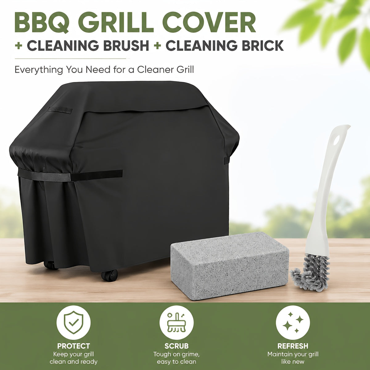BBQ Grill Cover with Strap Fastening and Buckle Closure, Tear-Resistant Oxford Fabric Outdoor Barbecue Cover in Listed 58 x 46 x 24 Inch Size for Patio Storage