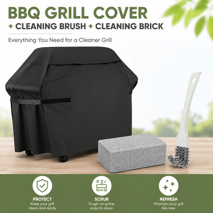 BBQ Grill Cover with Strap Fastening and Buckle Closure, Tear-Resistant Oxford Fabric Outdoor Barbecue Cover in Listed 58 x 46 x 24 Inch Size for Patio Storage