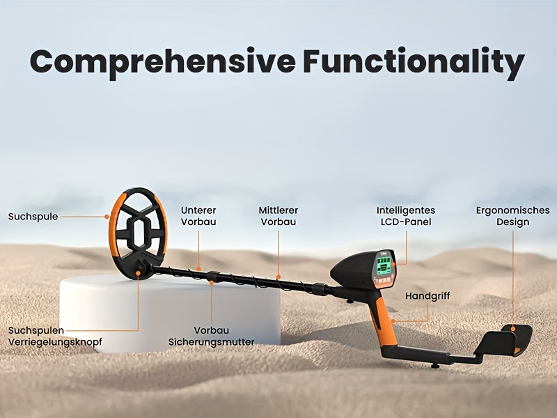 Outdoor Metal Detector with Listed 8-Inch Search Coil, LCD Display and Four Modes, Green, Yellow or Basic Version Options for Garden and Yard Hobby Searching