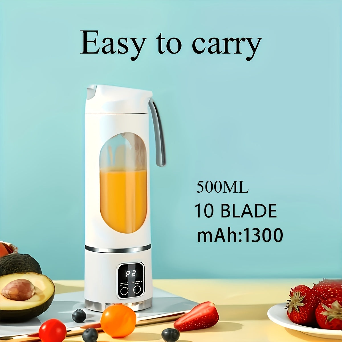Portable USB-Rechargeable Blender for Fruit and Vegetable Drinks or Milkshakes, Compact Personal Blending Design in White, Green or Purple Options