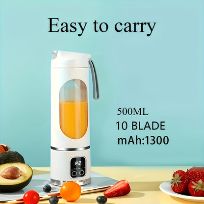 Portable USB-Rechargeable Blender for Fruit and Vegetable Drinks or Milkshakes, Compact Personal Blending Design in White, Green or Purple Options
